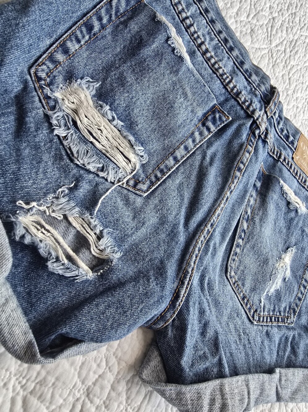 One By One Teaspoon Chargers Distressed Mid Rise Shorts - Picture 9 of 12